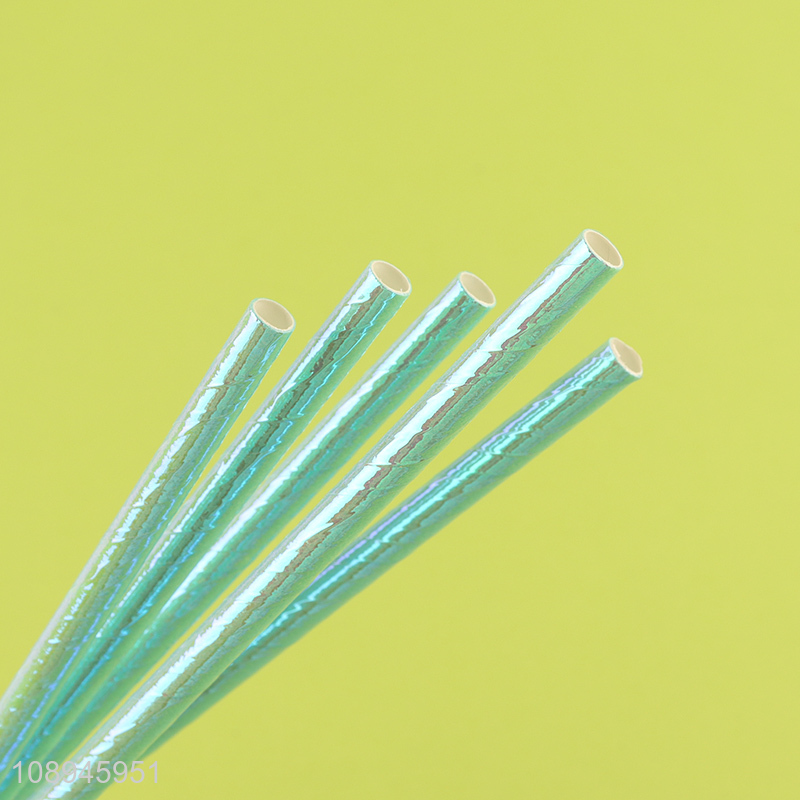 New Arrival Iridescent Drinking Straws Decorative Paper Straws