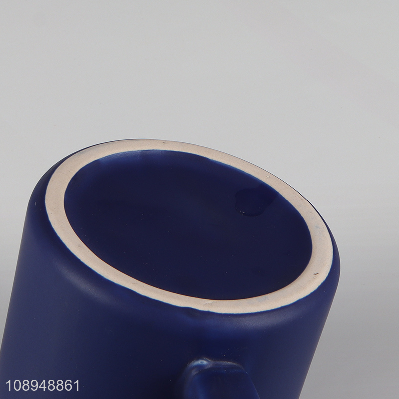 Top selling blue ceramic water mug tea cup with handle