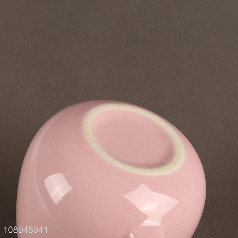 Low price pink ceramic water cup drinking cup with handle