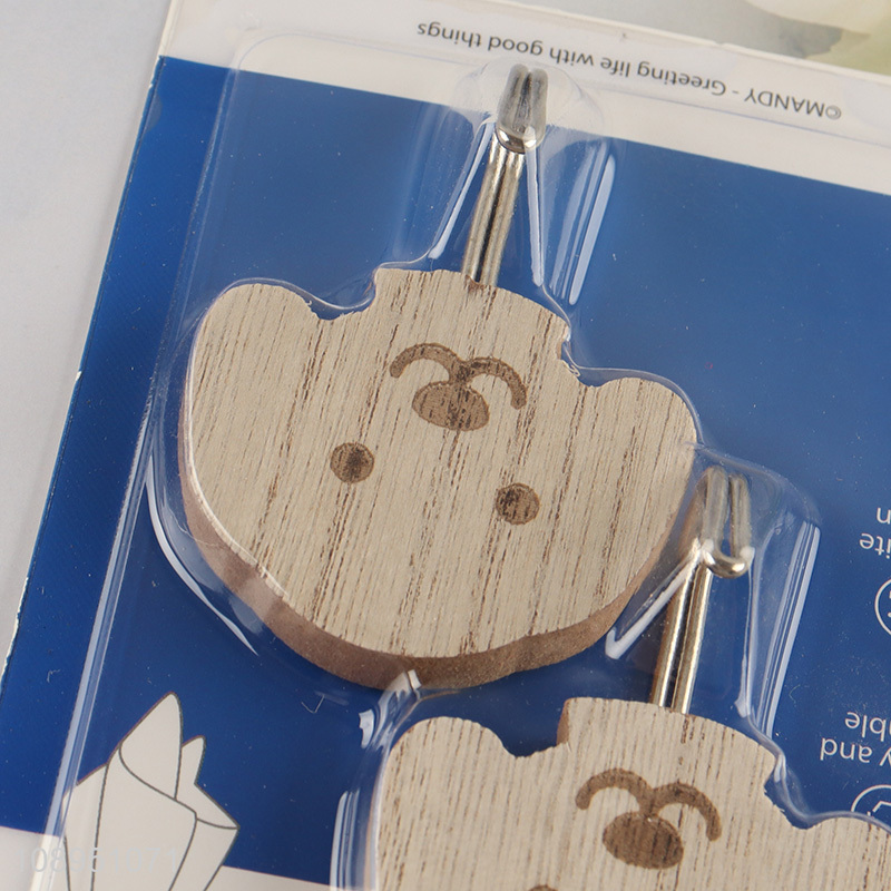 Wholesale 2PCS Dog Shape Wooden Sticky Hooks Adhesive Towel Hooks