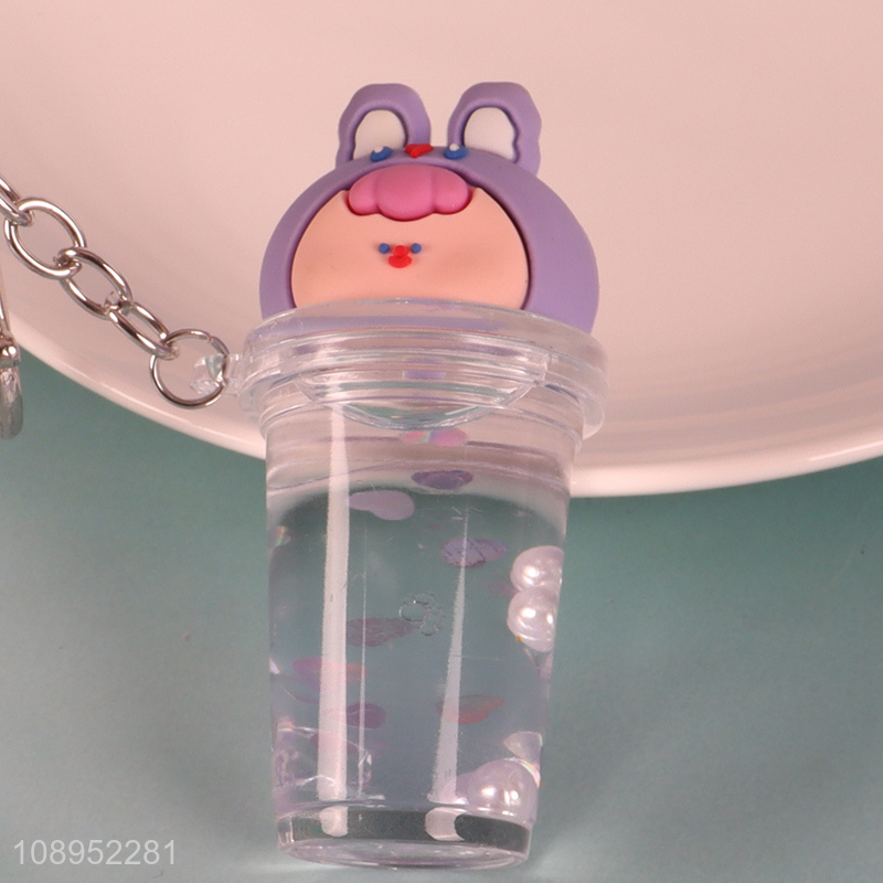 Good quality portable quicksand bottle pendant cartoon keychain