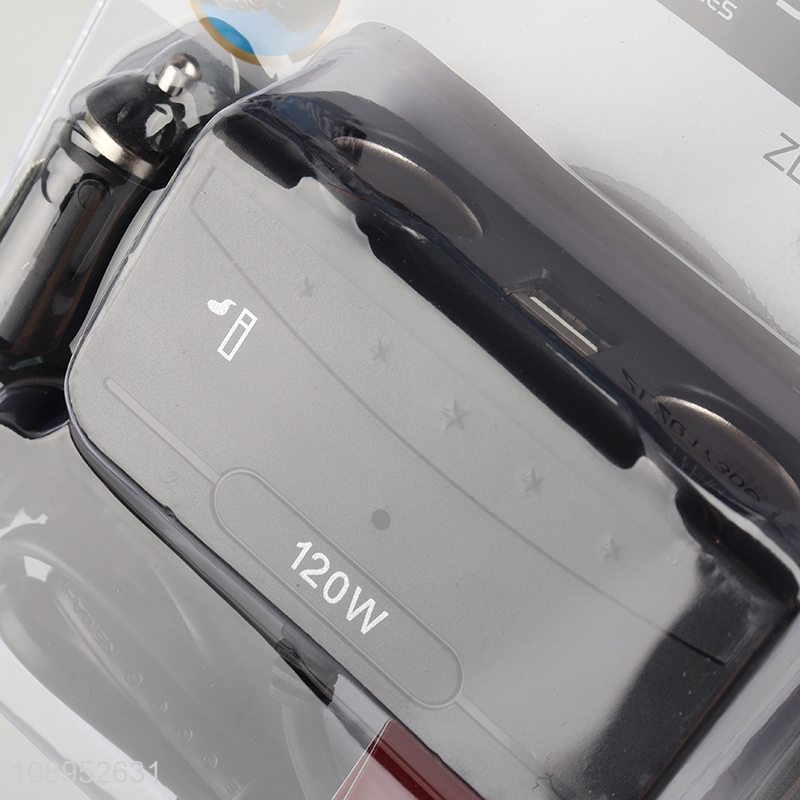 Hot Selling 120W Car Charger Cigarette Lighter with 2 Sockets 2 USB Ports