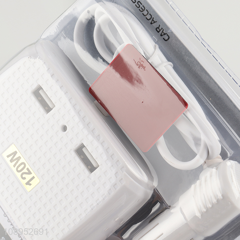 Factory Price 120W Car Charger Cigarette Lighter with 3 Sockets 2 USB Ports