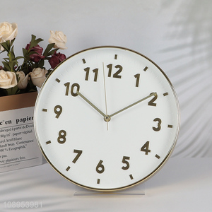 Factory direct sale round electroplated wall clock for living room