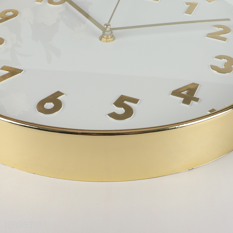 Factory direct sale round electroplated wall clock for living room