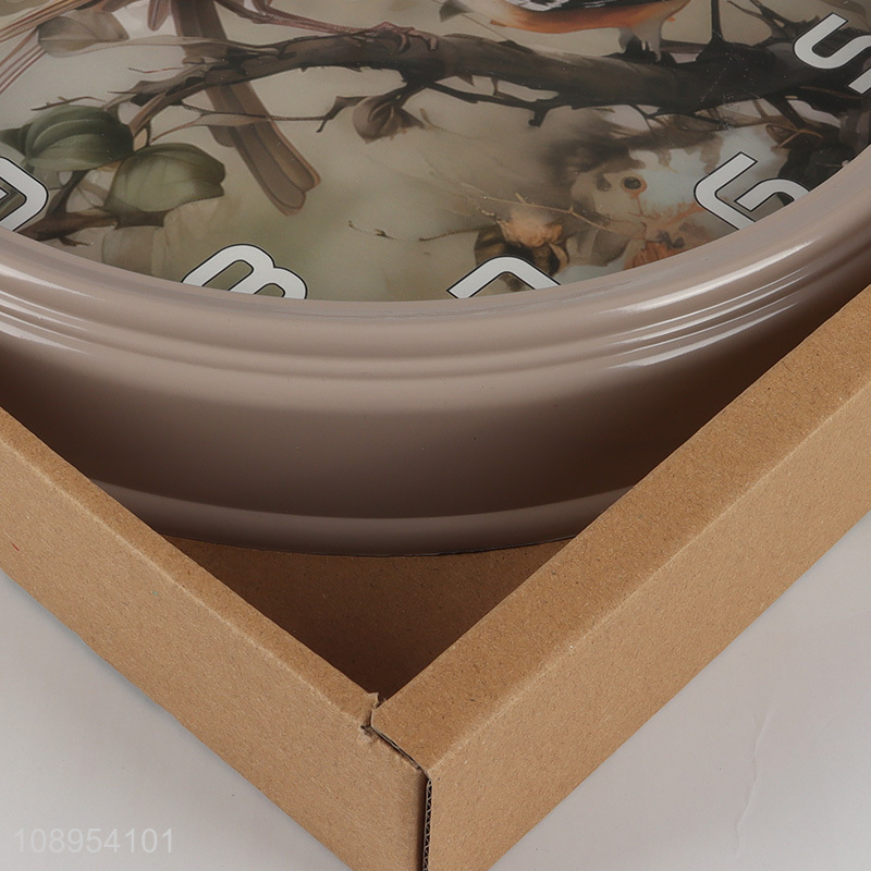 Top quality round bird pattern wall decor wall clock for sale