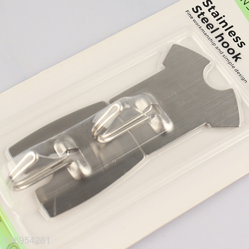 New Product 2PCS Stainless Steel Wall Mounted Hooks Adhesive Towel Hooks