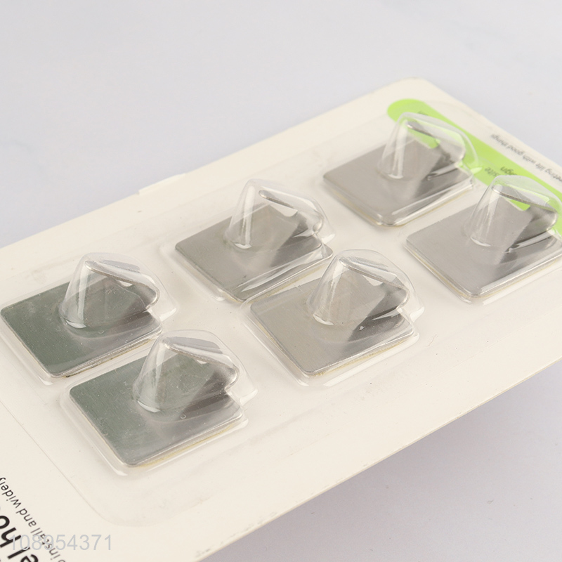 New Product 6PCS Square Utility Hooks Adhesive Hooks for Hanging Keys