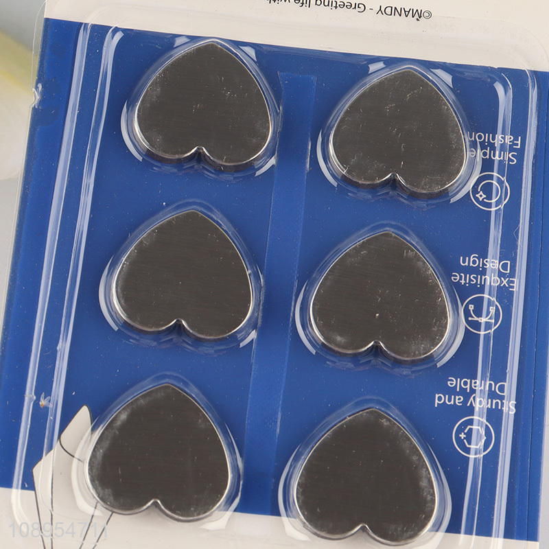 New Product 6PCS Stainless Steel Fridge Magnets Heart Refrigerator Magnets