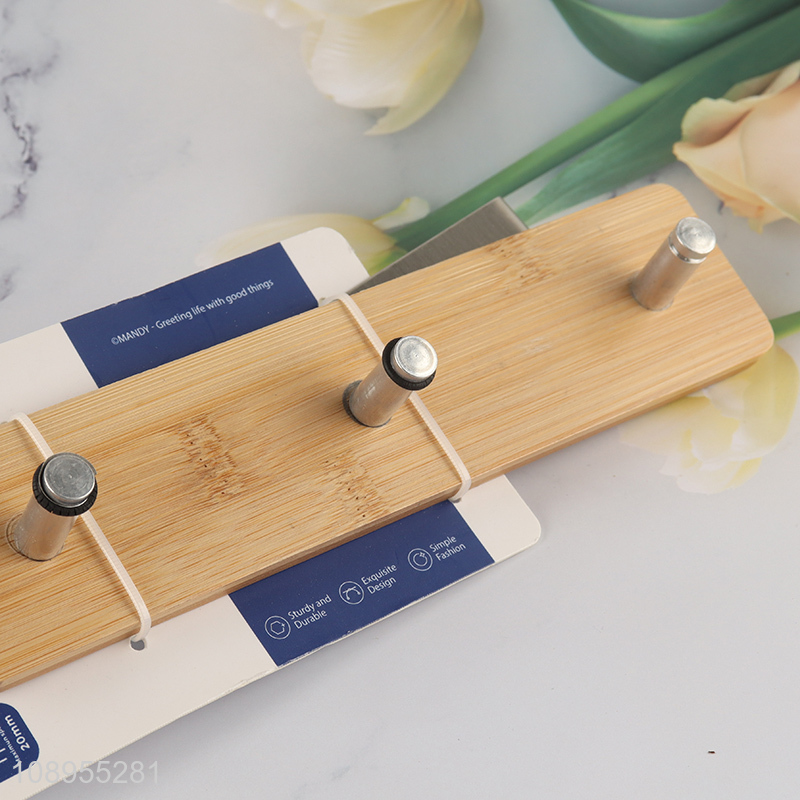 New Arrival Wall Mounted Bamboo Coat Hook with 3 Hooks for Bathroom