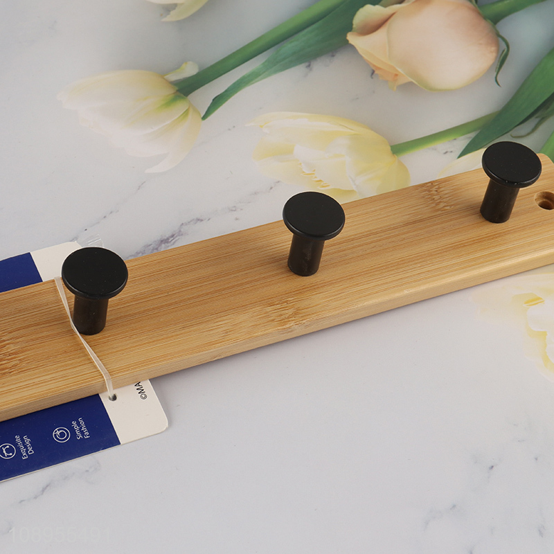 Good Quality Bamboo Over The Door Hooks Coat Towel Rack with 4 Hooks
