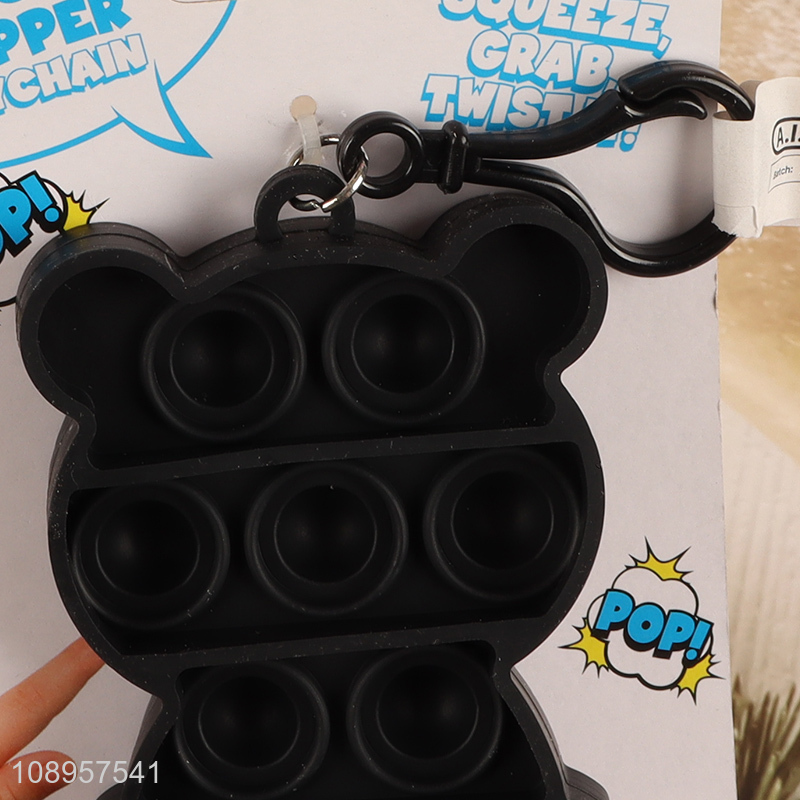 Good quality silicone mini push pop bubble fidget toy keychain