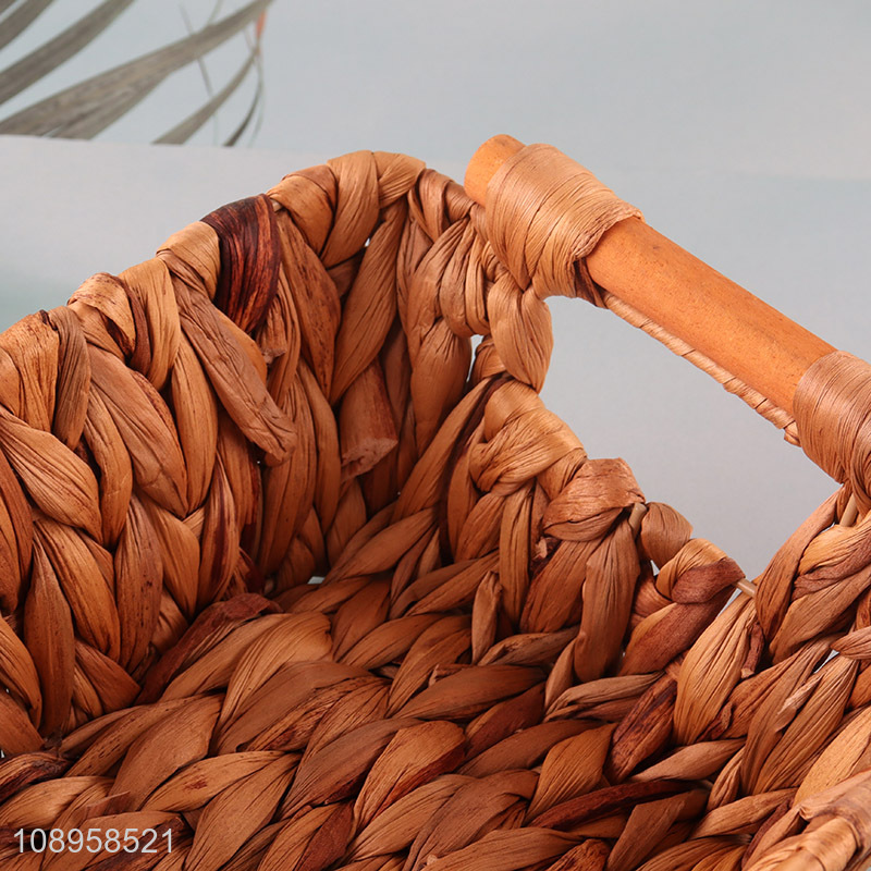 Good Quality 3PCS Multipurpose Water Hyacinth Storage Basket with Built-in Handles