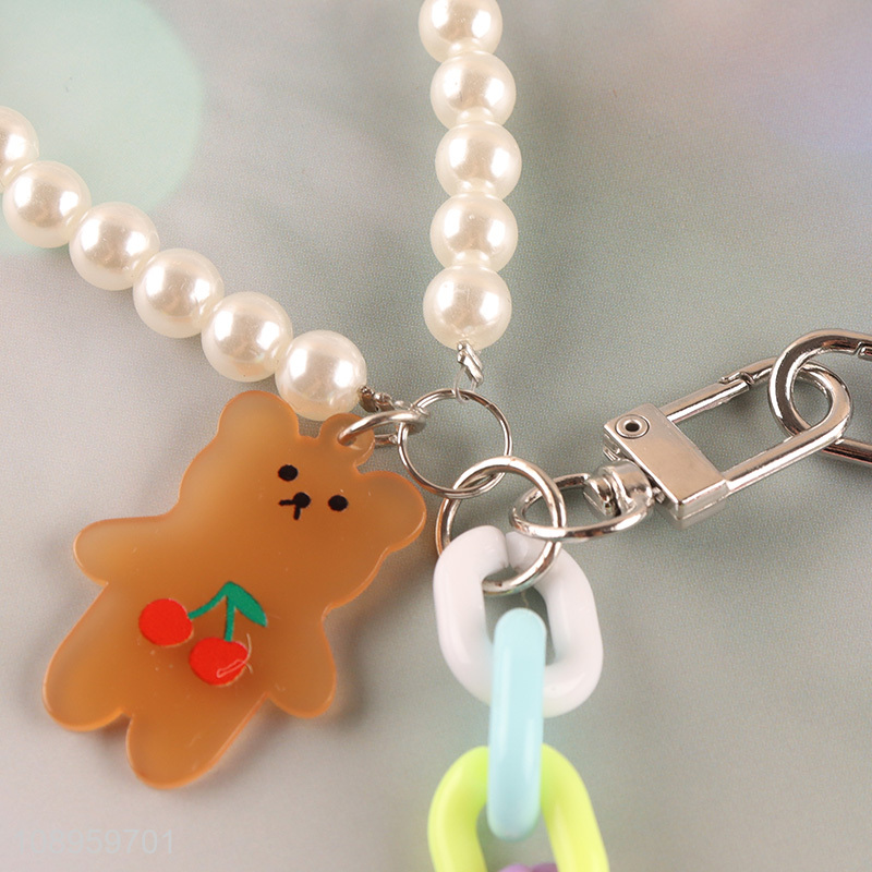 New Product Candy Colored Acrylic Phone Chain Pearl Phone Wrist Strap