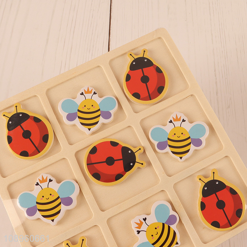 China supplier insect series wooden tic tac toe toy for children