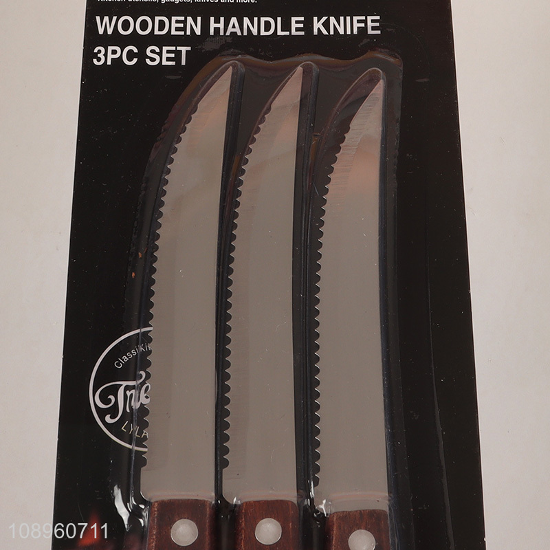 Popular products 3pcs wooden handle kitchen knife set