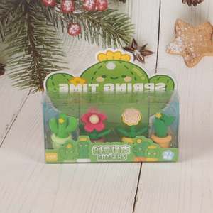 Most popular 4pcs cartoon plants series students stationery eraser
