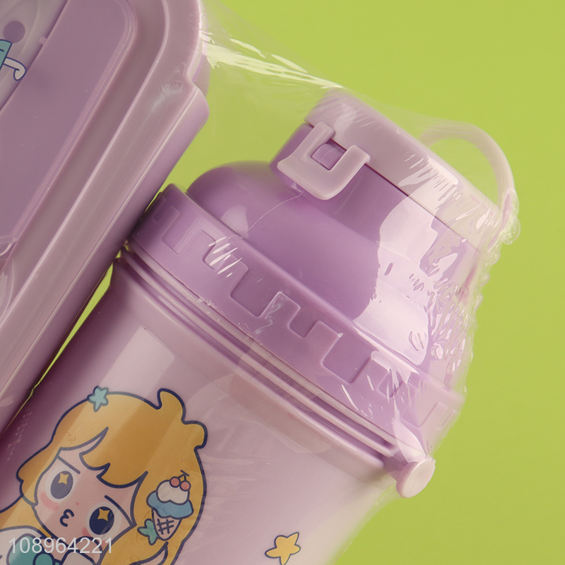 New Arrival Plastic Bento Lunch Box and Water Bottle Set for Kids Teens