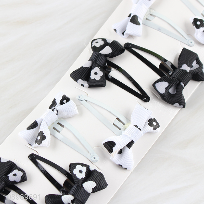 Good Quality 10PCS Snap Hair Clips Cute Bowknot Hair Clips for Kids