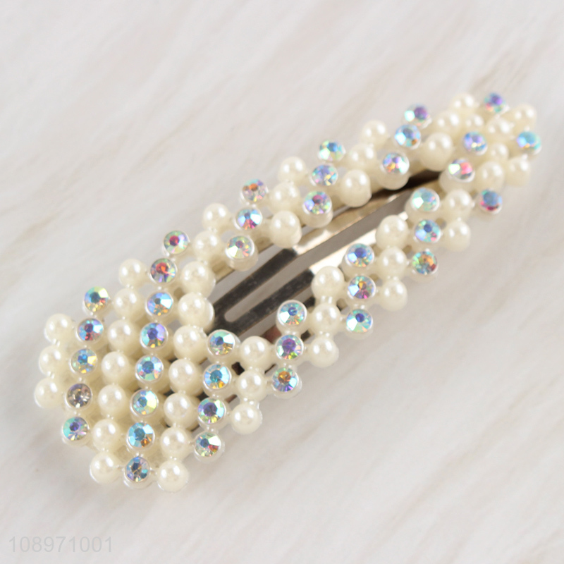 New Product Large Pearl Snap Hair Clips for Bridesmaid Girls Women