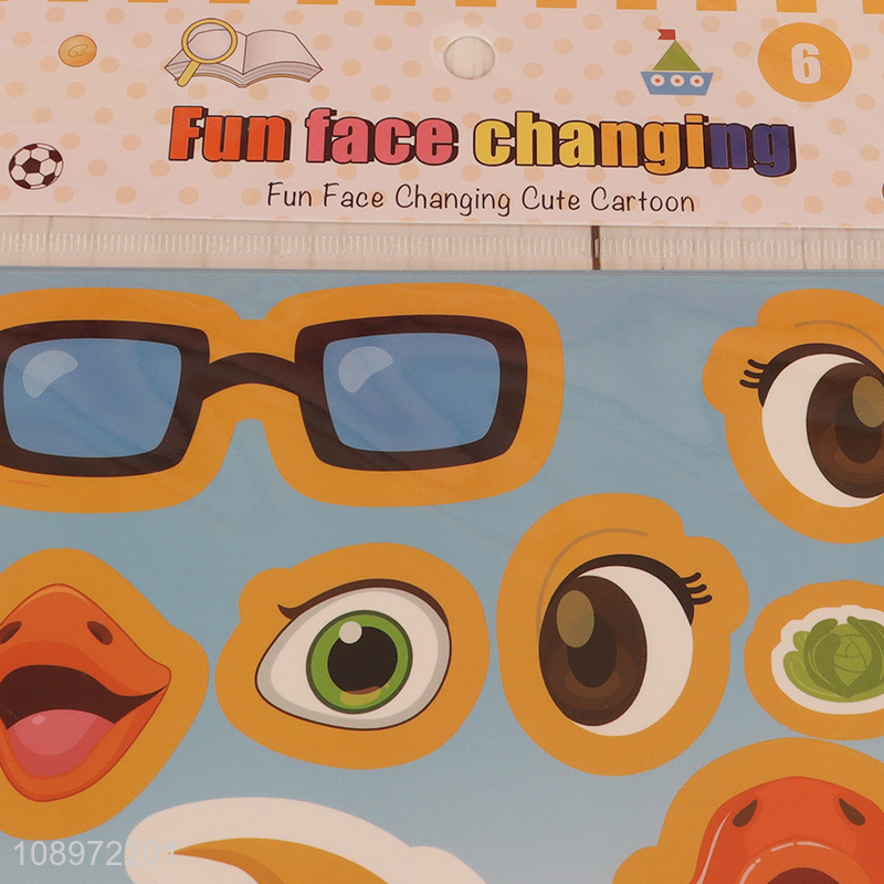 New product cartoon face changing sticker for kids