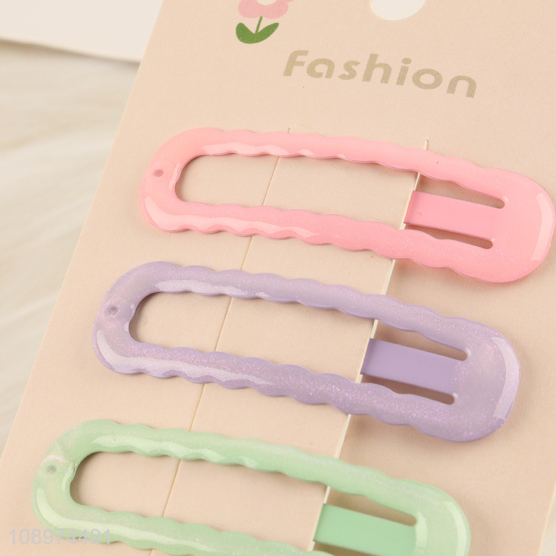 New Product 6PCS Candy Colored Snap Clips Metal Hair Clips