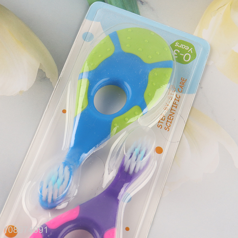 Top selling 2pcs soft baby kids toothbrush set wholesale