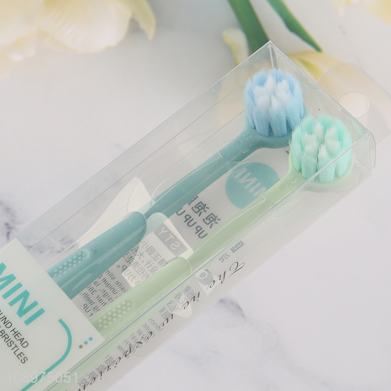 Hot selling 2pcs round head spiral soft bristles toothbrush