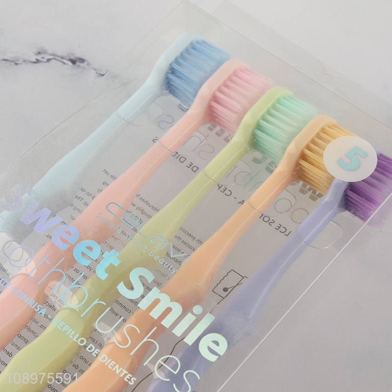 Low price 5pcs multicolor adult oral care toothbrush set