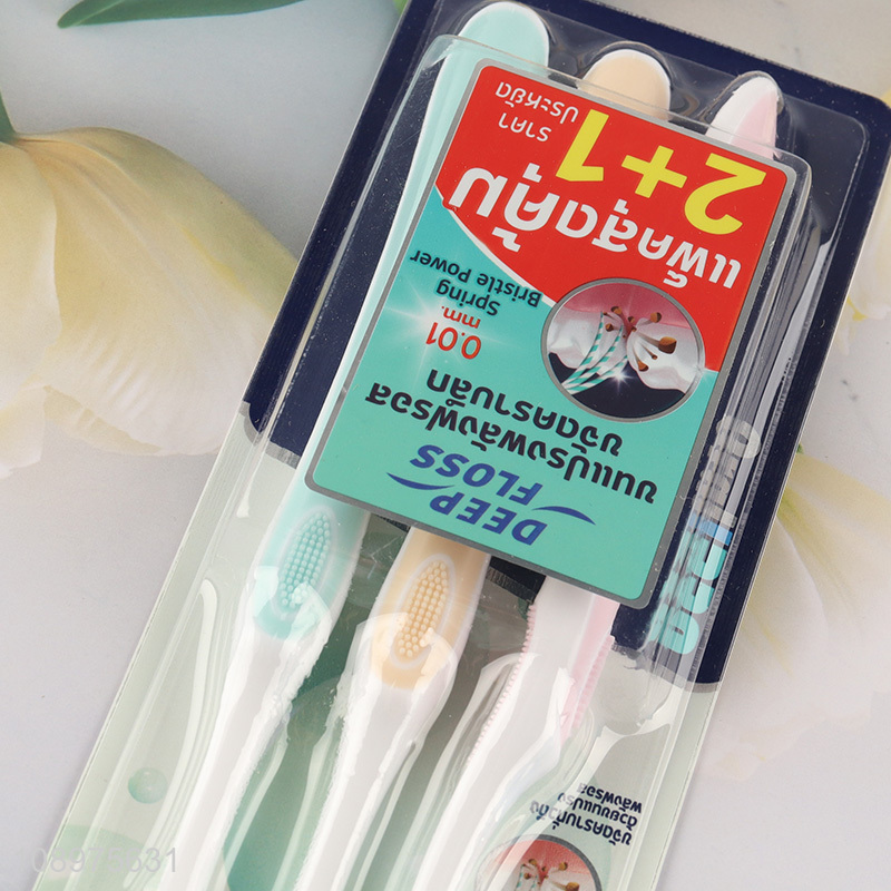 China supplier 3pcs adult oral care deep clean toothbrush set for sale