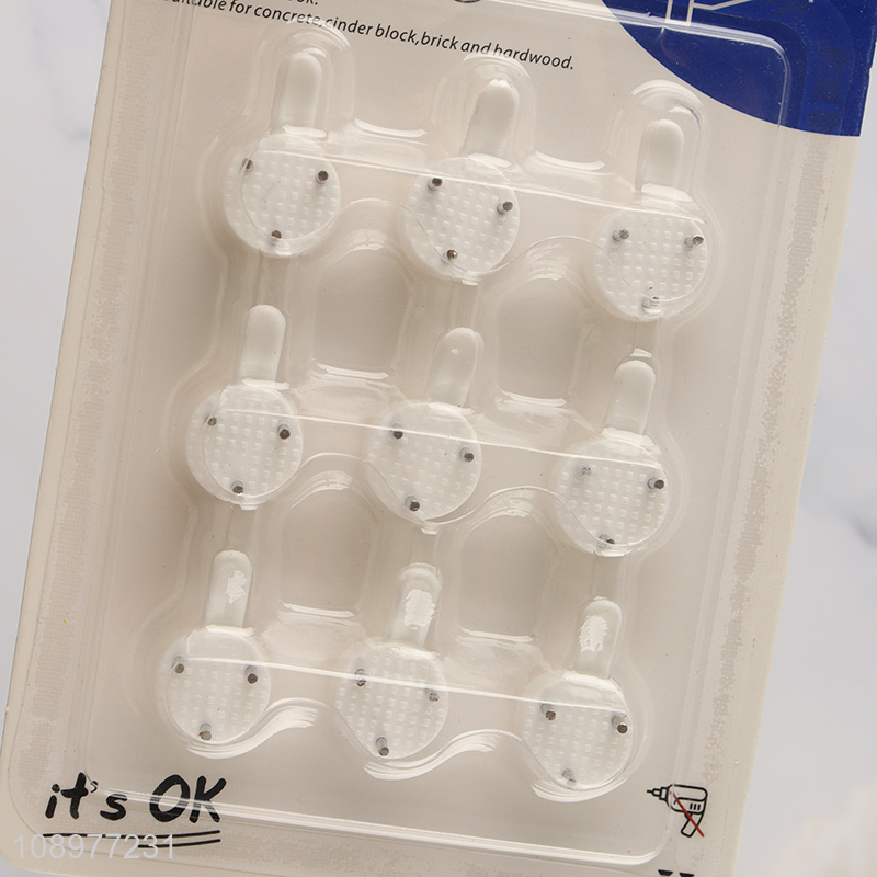 Factory direct sale 9pcs home traceless wall-mounted clock hook frame hook