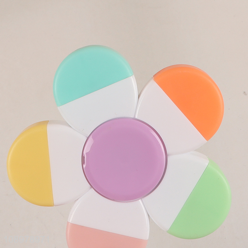 Wholesale 5-In-1 Petals Highlighters Flower Shape Highlighter Markers Pens