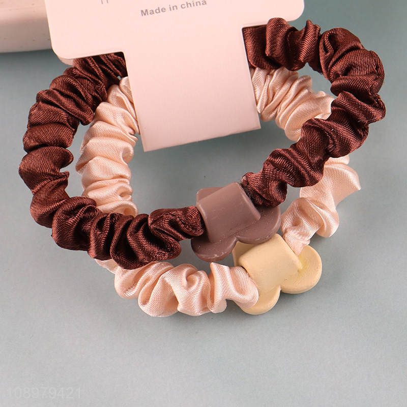China supplier 2pcs elastic girls hair rope hair scrunchies hair accessories