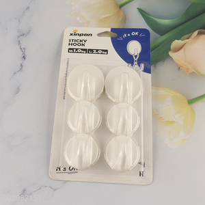 China supplier 6pcs self-adhesive sticky <em>hook</em> adhesive <em>hook</em> <em>plastic</em> <em>hook</em>