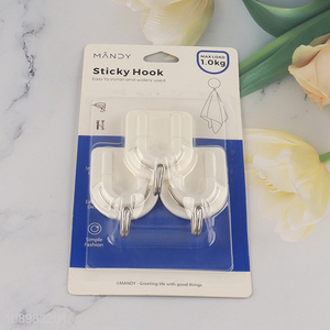 Top products 3pcs u-shaped <em>plastic</em> sticky <em>hook</em> adhesive <em>hook</em>