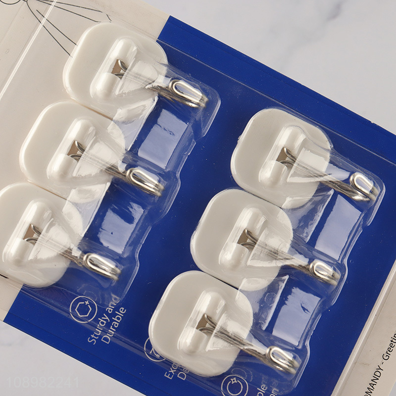 Yiwu market 6pcs self-adhesive plastic sticky hook adhesive hook