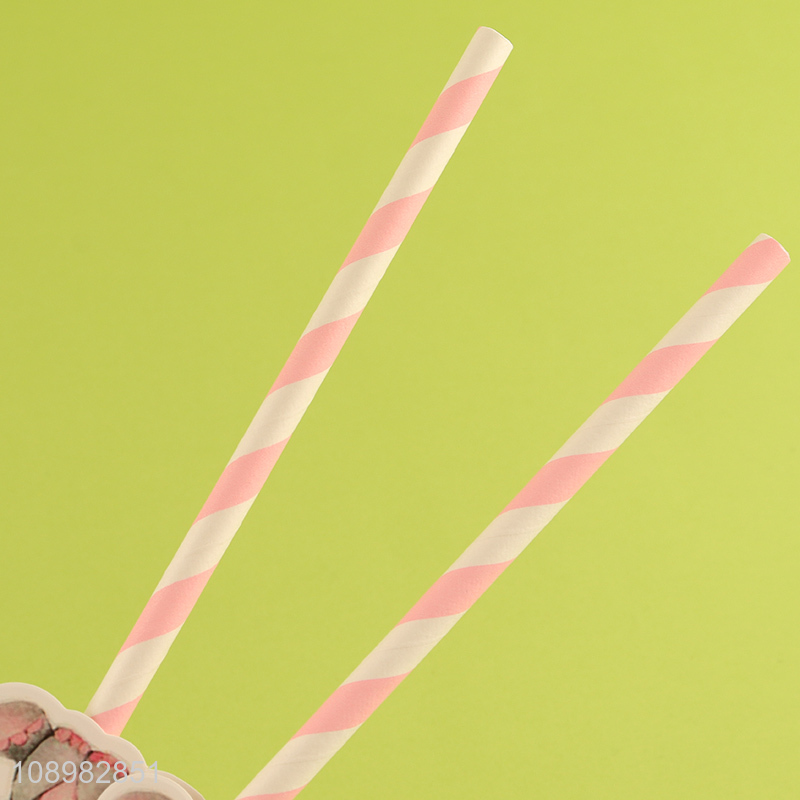 Good quality cartoon elephant disposable paper drinking straw for sale