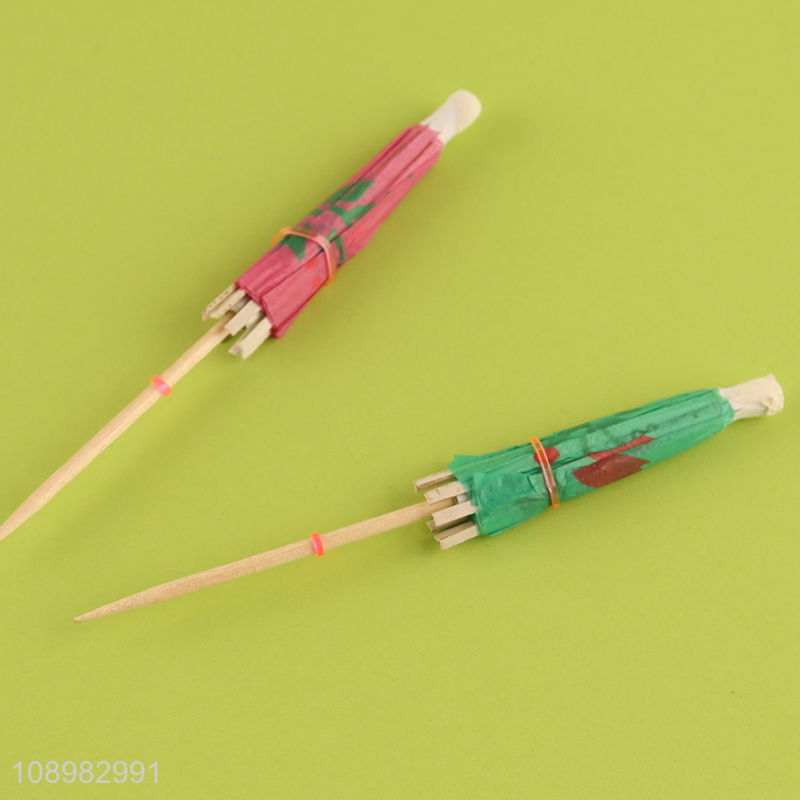 Factory supply umbrella shaped wooden fruits pick for decoration