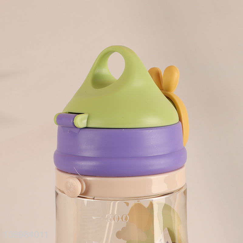 Wholesale 550ml Cute Cartoon Kids Water Bottle with Straw for Kindergarten