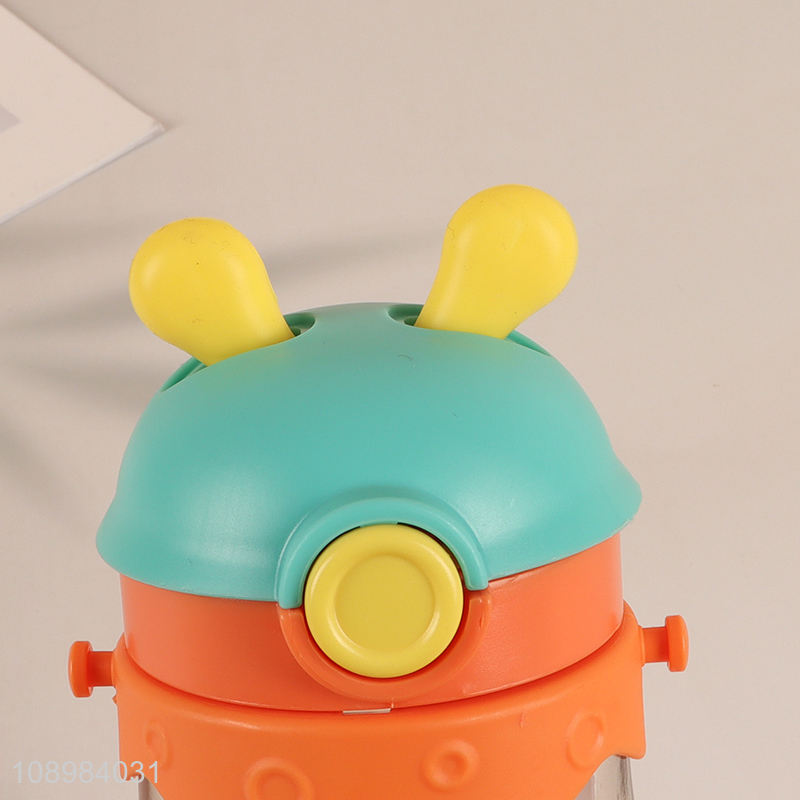 China Imports 490ml Portable Plastic Kids Water Bottle with Straw & Strap