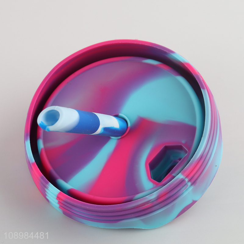 China wholesale silicone water cup drinking cup with straw and lid