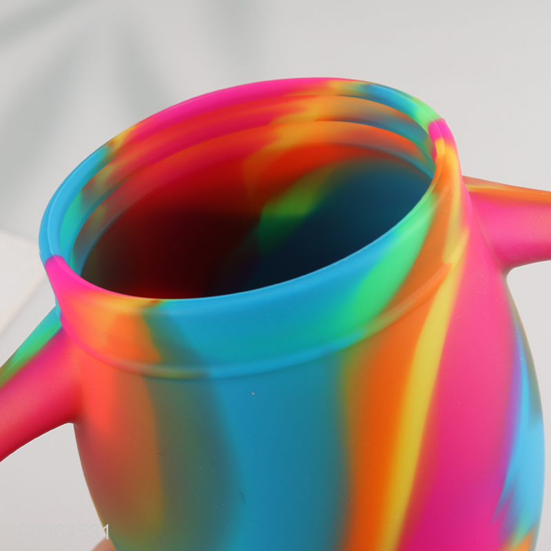 Hot selling silicone 400ml water cup drinking cup with straw&handle