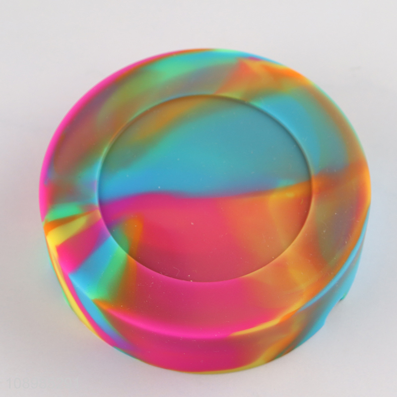 Top quality round colourful heat-resistant silicone ashtray for sale