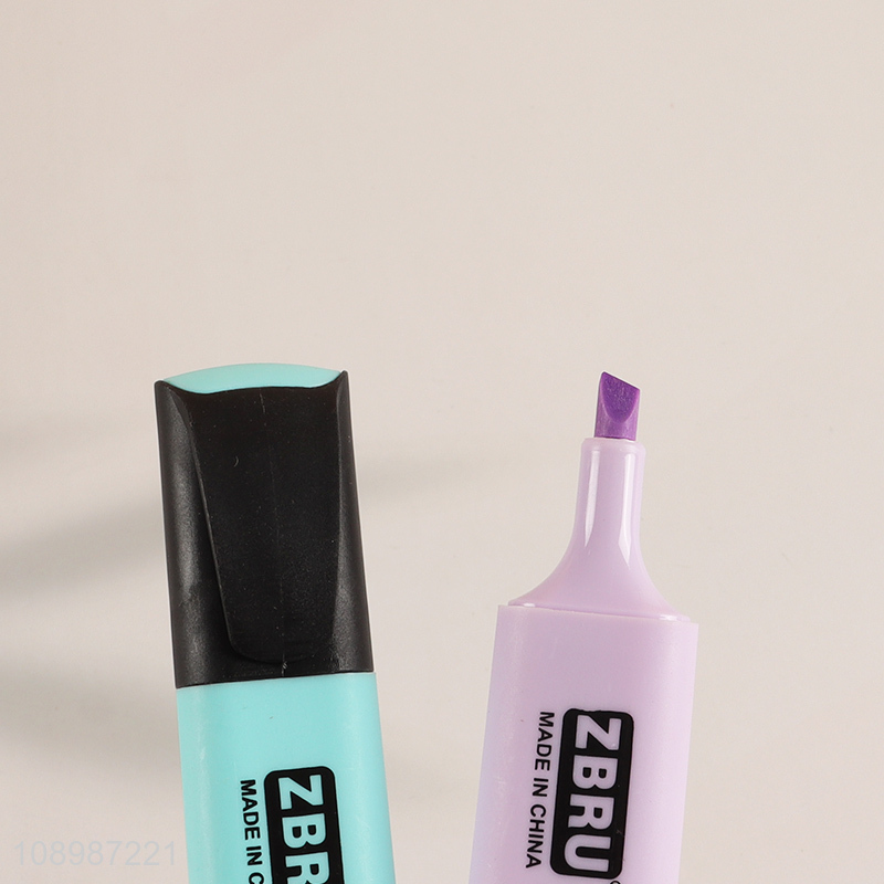 High Quality 6 Colors Chisel Tip Highlighter Markers Office School Supplies