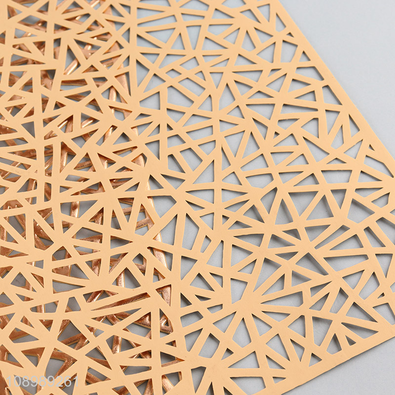 Most popular golden hollow rectangle place mat dinner mat for sale