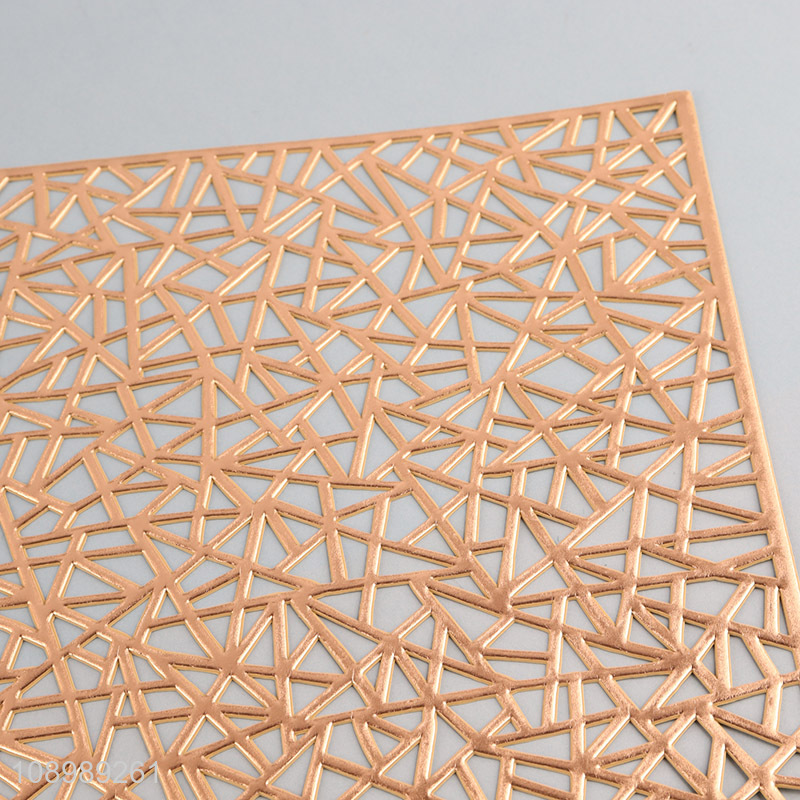 Most popular golden hollow rectangle place mat dinner mat for sale