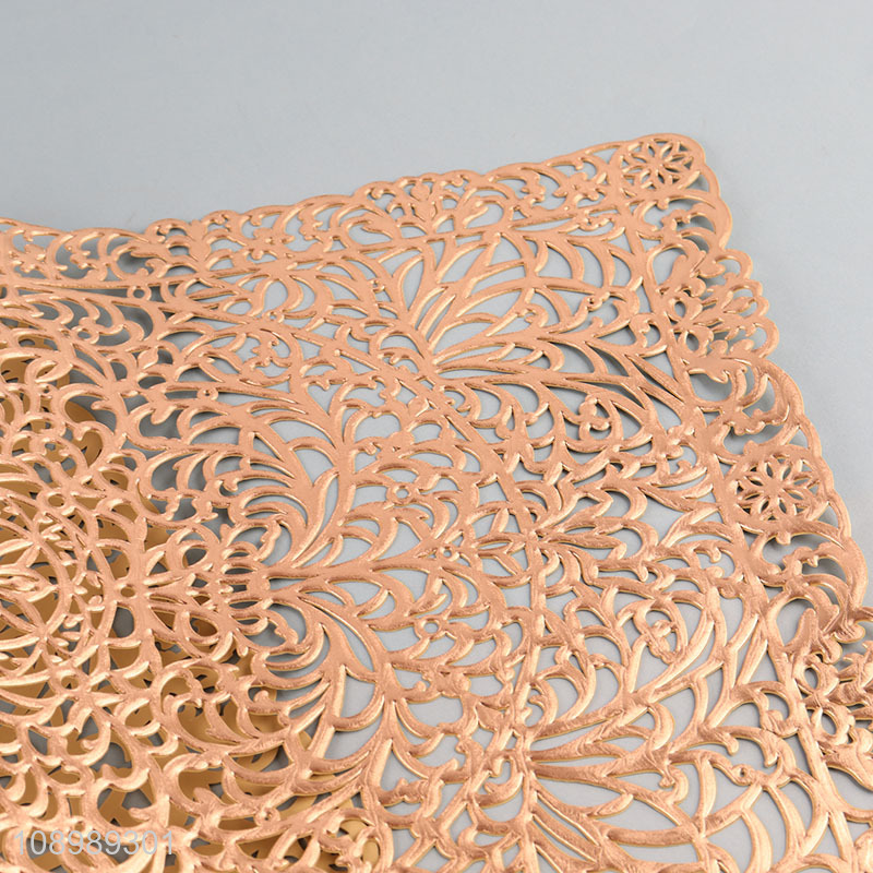 Hot products golden hollow tabletop decoration place mat dinner mat