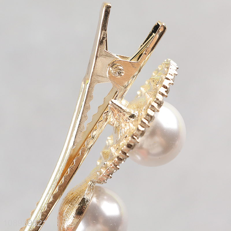 Factory price fashionable girls hair accessories diamond-encrusted hairpin with pearl