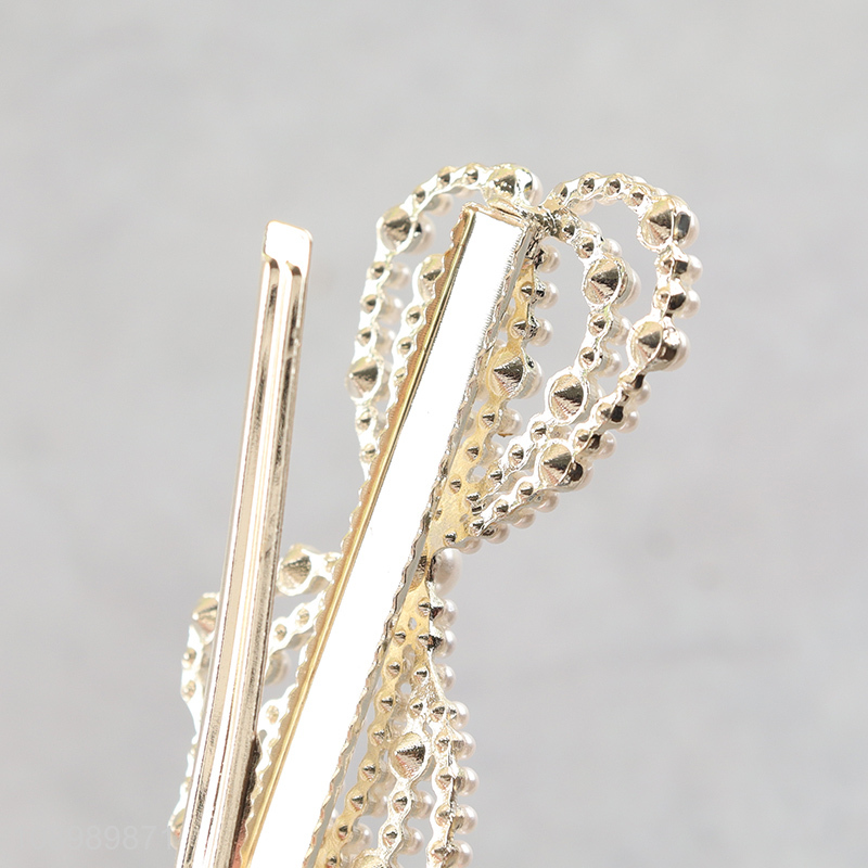 Most popular fashionable alloy girls hair accessories pearl hairpin