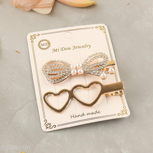 New arrival women alloy hair accessories pearl <em>hairpin</em> set